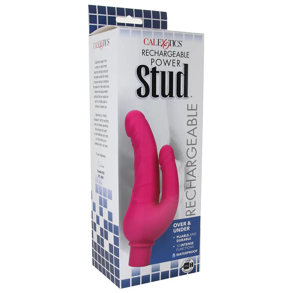 Power Stud Rechargeable Over & Under Vibe in Pink Sex Toys in Calgary with Same-Day Delivery CalExotics packed