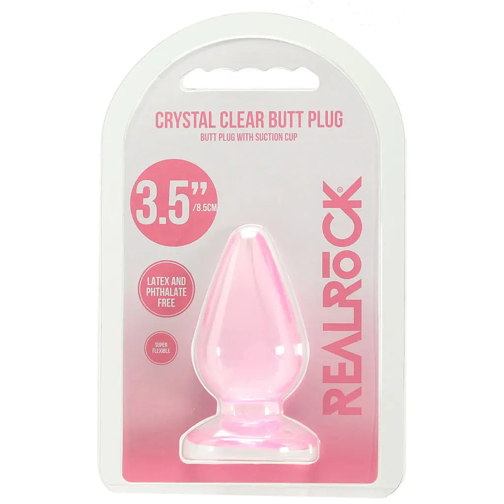 RealRock Crystal Clear Jelly 3.5 Inch Butt Plug in Pink RealRock