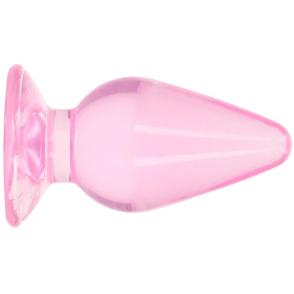 RealRock Crystal Clear Jelly 3.5 Inch Butt Plug in Pink RealRock side view
