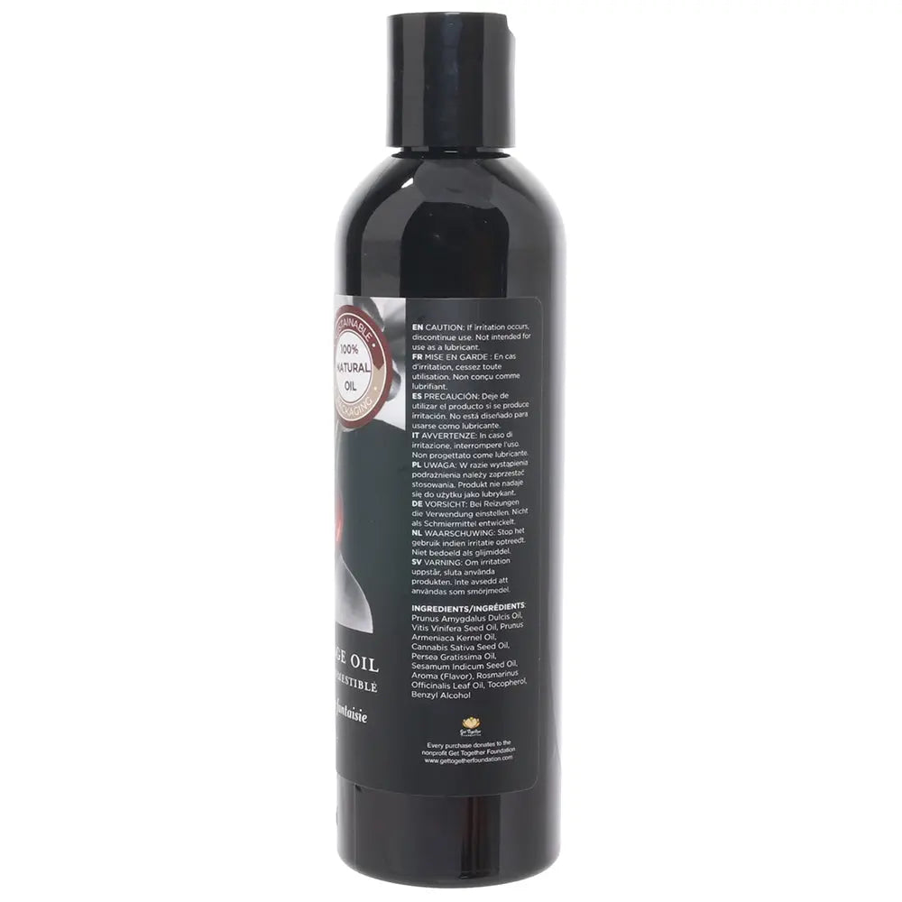Edible Massage Oil 8oz/236ml in Cherry Earthly Body back view
