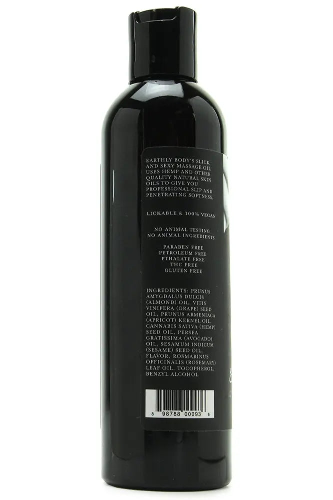 Edible Massage Oil 8oz/236ml in Strawberry Earthly Body back view