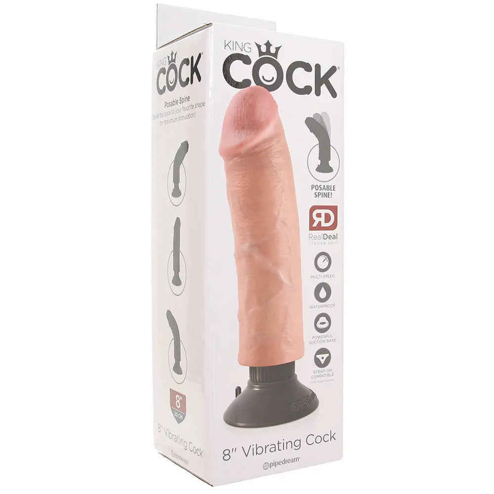 King Cock 8 Inch Vibrating Suction Dildo in Flesh Calgary Same-Day Delivery Pipedream