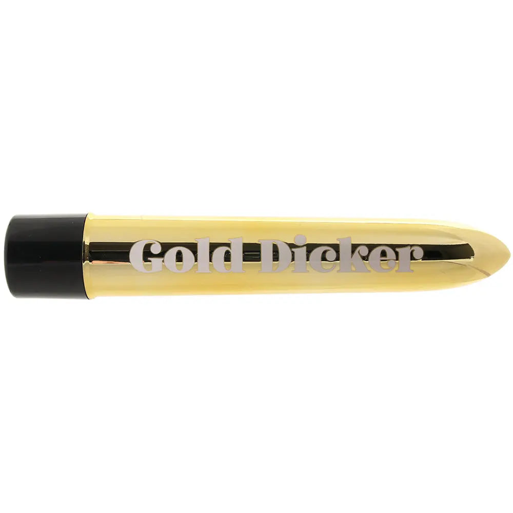 Waterproof and body-safe Naughty Bits Gold Dicker Vibe, perfect for versatile play in or out of the water.