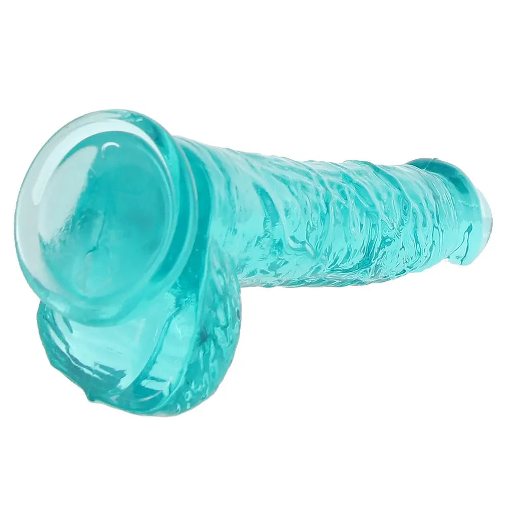 back view RealRock 6 Inch Realistic Ballsy Dildo in Turquoise Sex Toys Calgary Same-Day Delivery Shots Toys