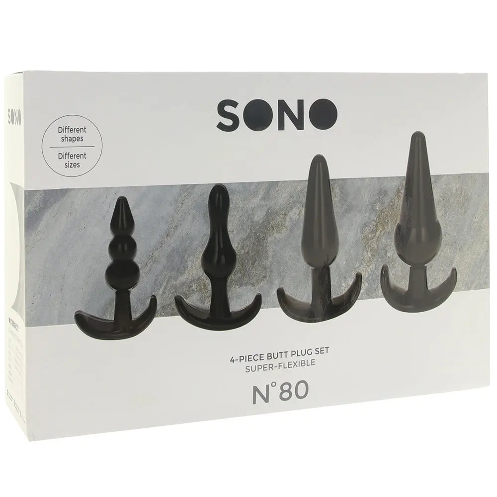 box with No.80 4-Piece Butt Plug Sex Toys Calgary Same-Day Delivery Shots Toys