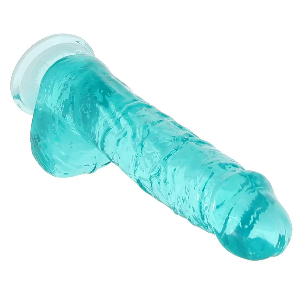 close-up RealRock 6 Inch Realistic Ballsy Dildo in Turquoise Sex Toys Calgary Same-Day Delivery Shots Toys