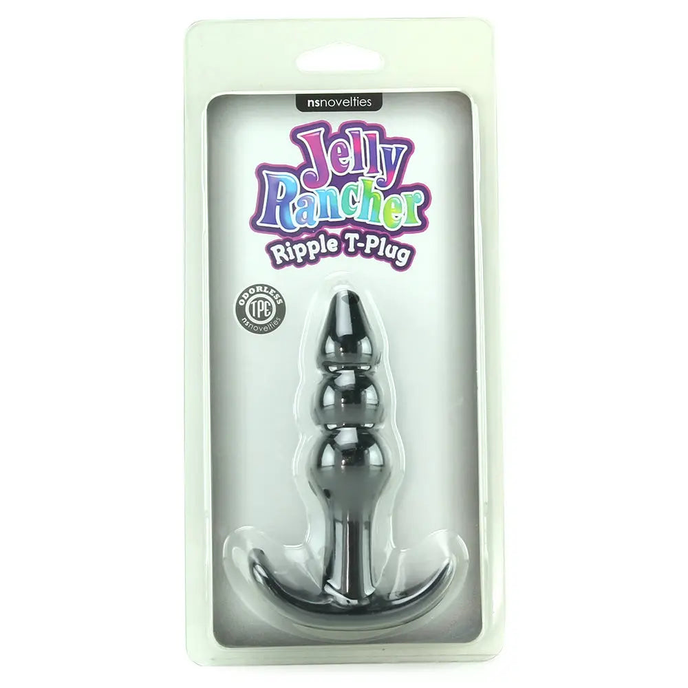 Jelly Rancher Ripple T Butt Plug in Black Calgary Same-Day Delivery ns novelties