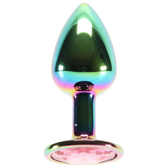 Small Aluminum Anal Plug with Pink Gem in Multicolor | Calgary Same-Day Delivery ns novelties