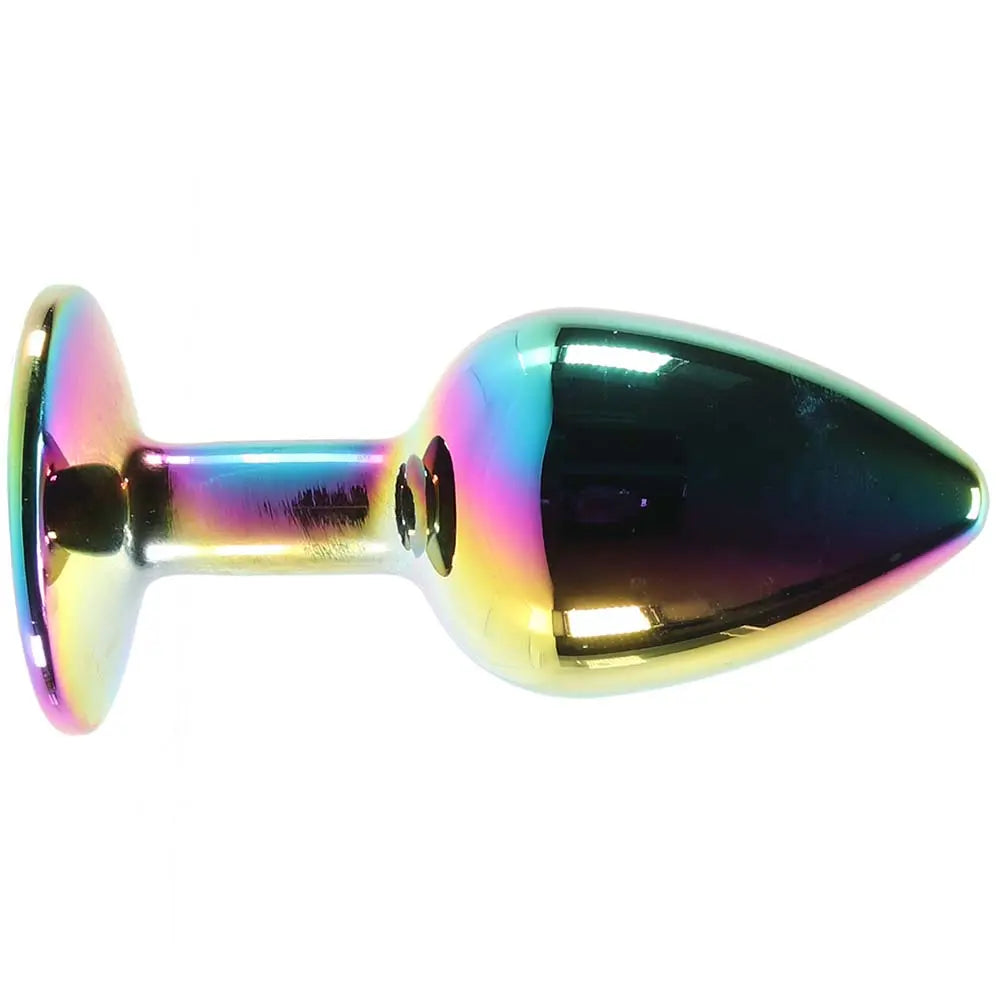 Small Aluminum Anal Plug with Pink Gem in Multicolor | Calgary Same-Day Delivery ns novelties