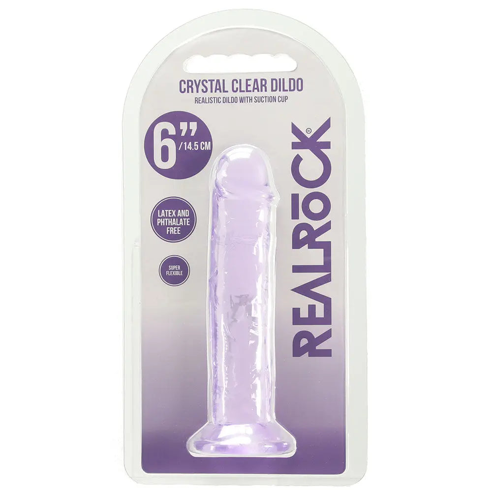 RealRock Crystal Clear Jelly 6 Inch Dildo in Purple Calgary Same Day Delivery Shots Toys