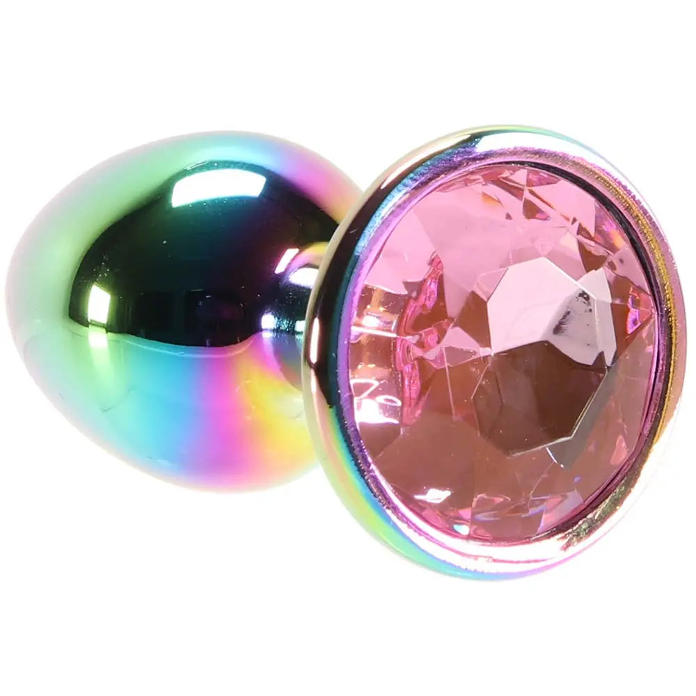 Small Aluminum Anal Plug with Pink Gem in Multicolor | Calgary Same-Day Delivery ns novelties