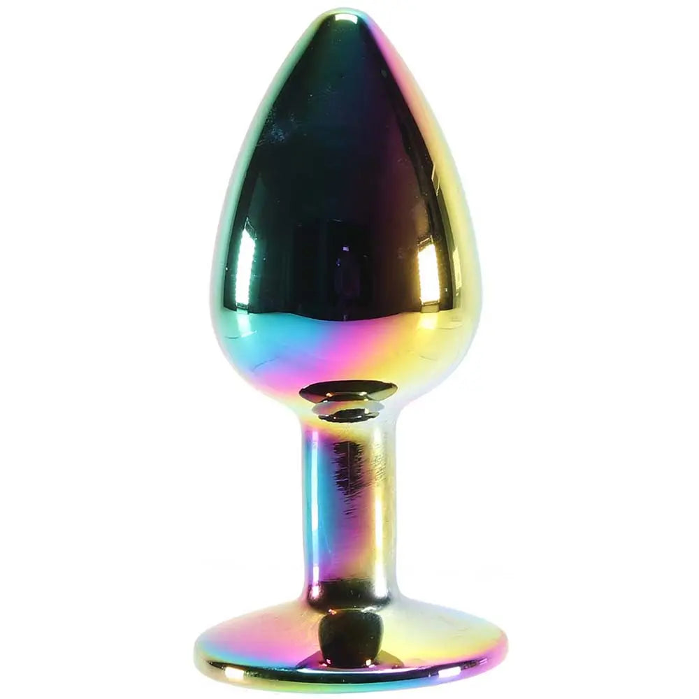 Small Aluminum Anal Plug with Pink Gem in Multicolor | Calgary Same-Day Delivery ns novelties