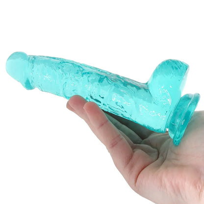 on hand RealRock 6 Inch Realistic Ballsy Dildo in Turquoise Sex Toys Calgary Same-Day Delivery Shots Toys